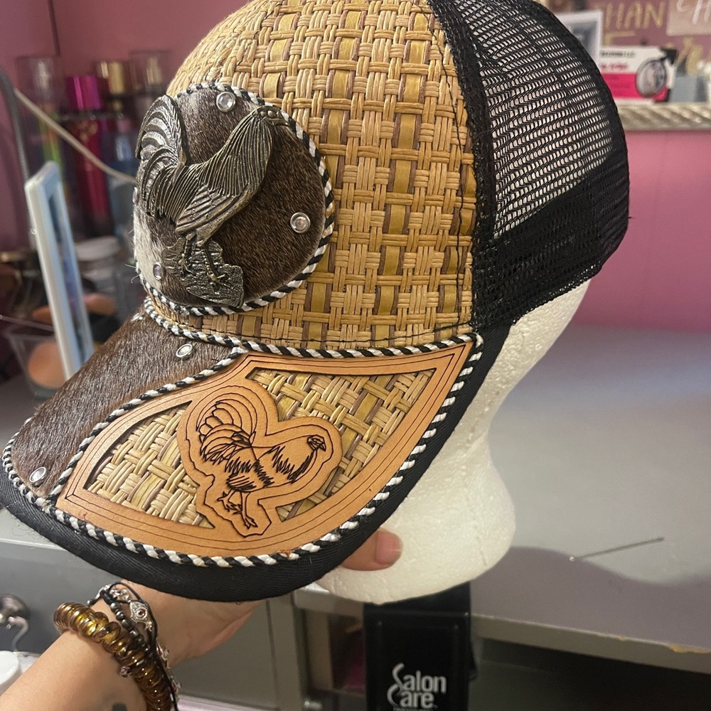 Brown And Black Rooster Patch Cap - image 2